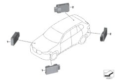 Радиолокационный датчик ближн.диапазона для BMW G05 X5 50iX N63M (схема запасных частей)