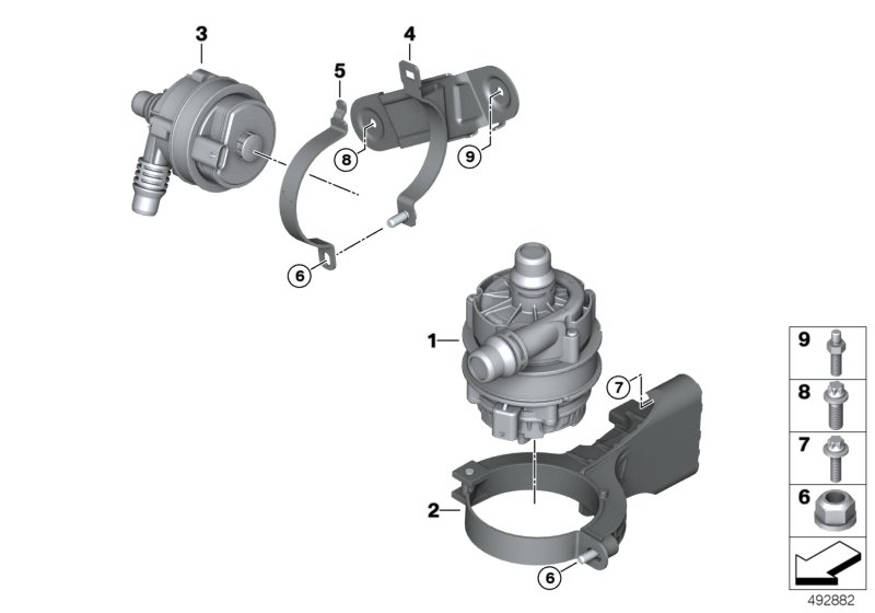 Электрический насос ОЖ / крепление для BMW G20 320iX B48C (схема запчастей)