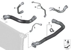 Шланги системы охлаждения для BMW G20 320d B47D (схема запасных частей)