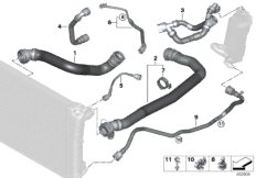 Шланги системы охлаждения для BMW G20 320dX B47D (схема запасных частей)