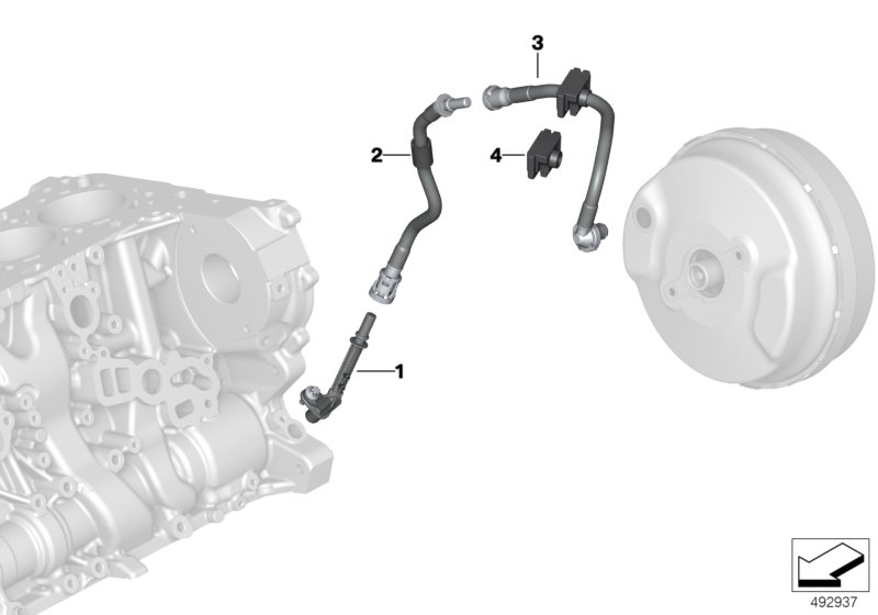 Вакуумный трубопр.усилителя тормозов для BMW G30 520dX B47D (схема запчастей)