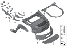Дополнит.элементы пола багажника для BMW I15 i8 B38X (схема запасных частей)