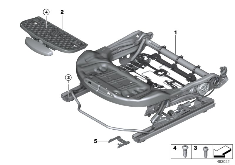 Каркас подушки переднего сиденья для BMW G29 Z4 20i B48D (схема запчастей)