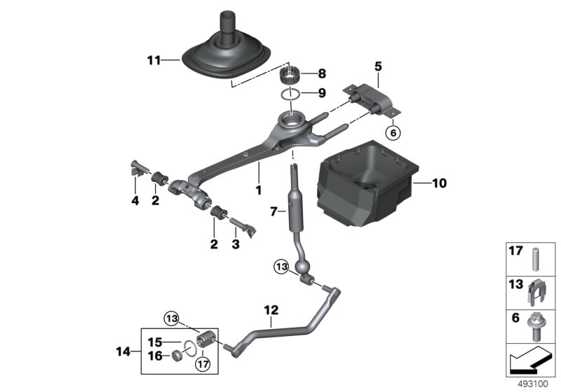 Механизм переключения передач МКПП для BMW G29 Z4 20i B48D (схема запчастей)