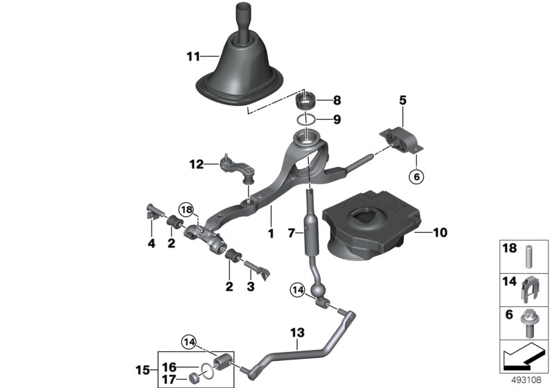 Механизм переключения передач МКПП для BMW G20 318d B47B (схема запчастей)
