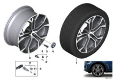 BMW л/с диск с Y-обр.спицами 744 - 21" для BMW G06 X6 M50dX B57S (схема запасных частей)