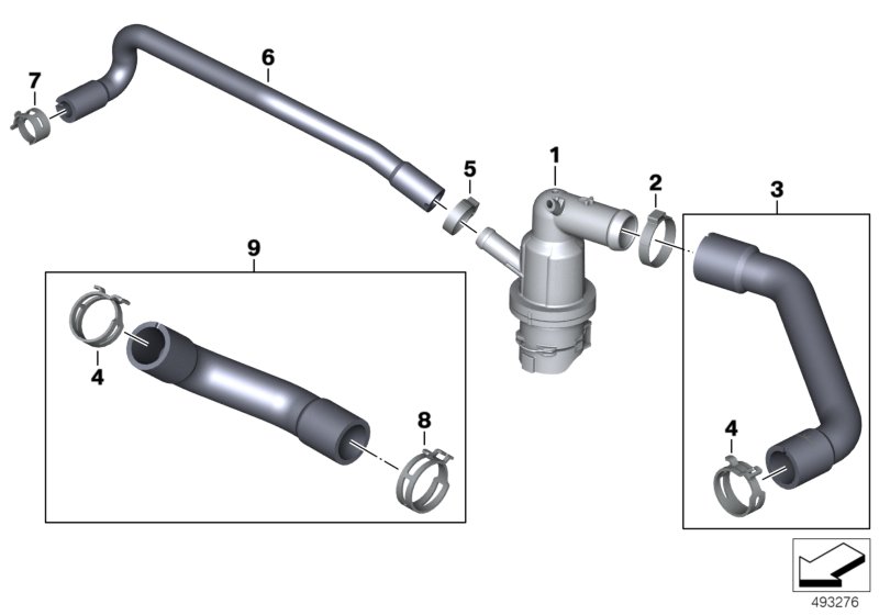 Трубопроводы охлаждающей жидкости для MOTO K54 R 1250 RS 19 (0J81, 0J83) 0 (схема запчастей)