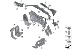 Дополнительные элементы моторного отсека для BMW G05 X5 25dX B47F (схема запасных частей)