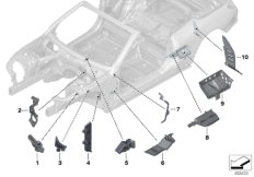Шумоизоляции полостей для BMW F91 M8 S63M (схема запасных частей)