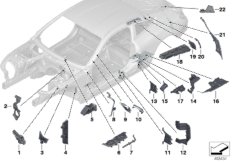 Шумоизоляции полостей для BMW G15 M850iX N63B (схема запасных частей)