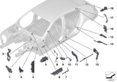 Шумоизоляции полостей для BMW G16 M850iX N63B (схема запасных частей)