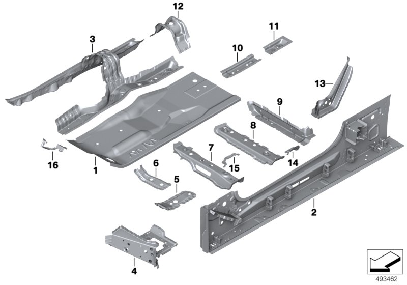 Нижние детали кузова для BMW F91 M8 S63M (схема запчастей)