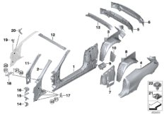 Крыло/облицовка задней части для BMW F91 M8 S63M (схема запасных частей)