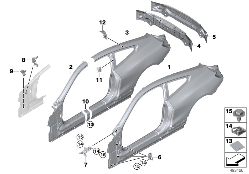 Крыло/облицовка задней части для BMW F92 M8 S63M (схема запчастей)