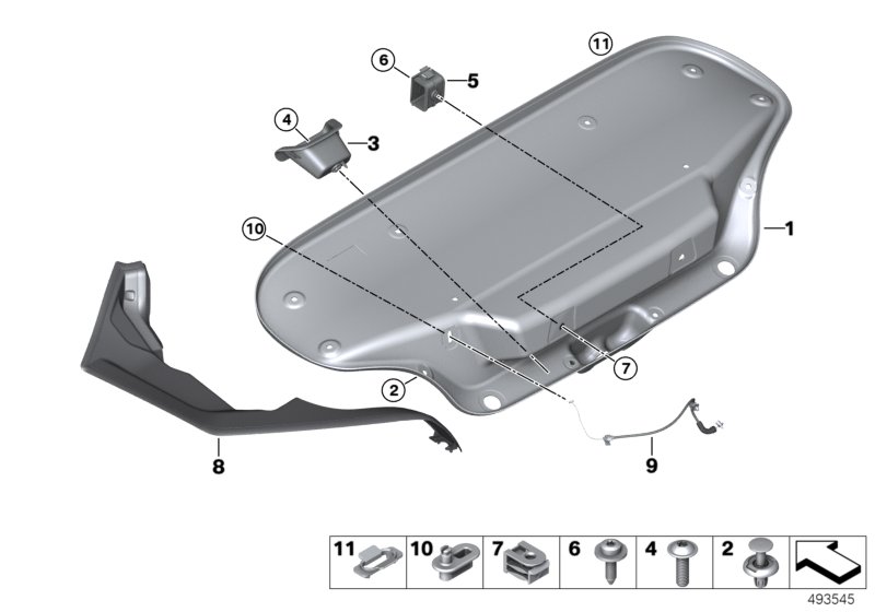 облицовка багажной двери для BMW G29 Z4 20i B46D (схема запчастей)