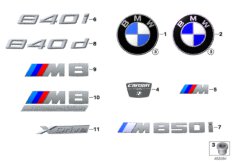 Эмблемы / надписи для BMW G15 M850iX N63B (схема запасных частей)