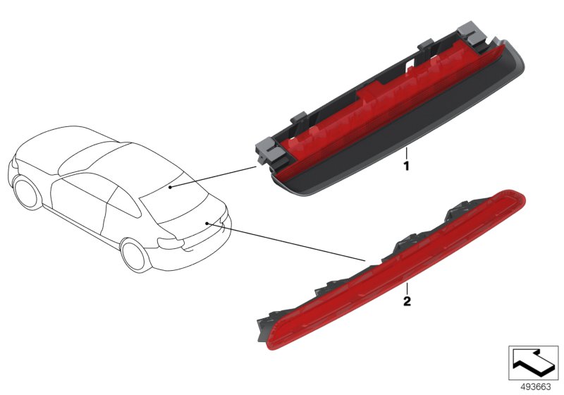 Третий фонарь стоп-сигнала для BMW F23 M235iX N55 (схема запчастей)