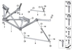 Подвеска переднего моста для BMW MOSP M6 GT3 P63 (схема запасных частей)