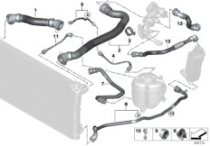 Шланги системы охлаждения для BMW G21 330d B57 (схема запасных частей)