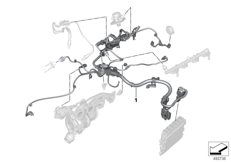 Жгут проводов двигателя модуль двиг.2 для BMW G20 330i B48D (схема запчастей)