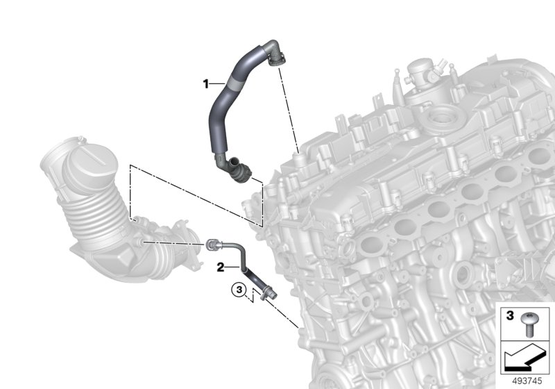 Система вентиляции картера для BMW G29 Z4 M40i B58C (схема запчастей)