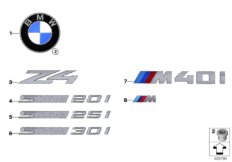 Эмблемы / надписи для BMW G29 Z4 20i B48D (схема запасных частей)