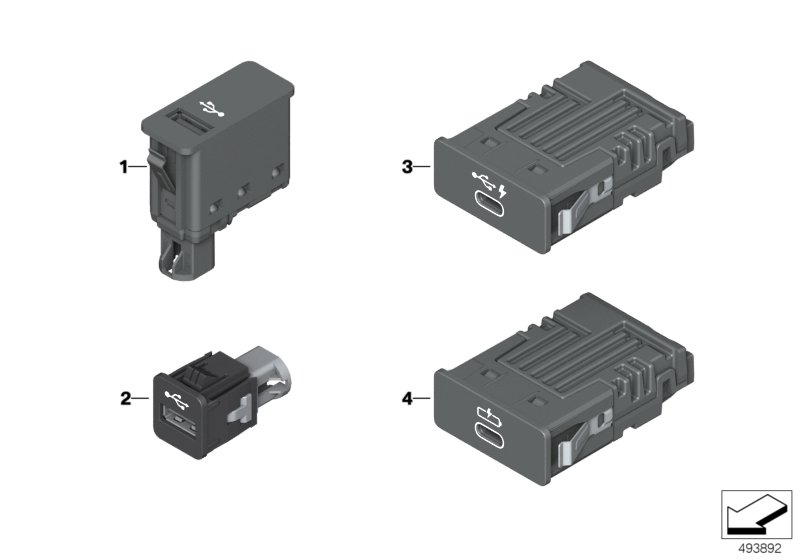 ГНЕЗДО USB/AUX-IN для BMW I01N i3s 120Ah IB1 (схема запчастей)