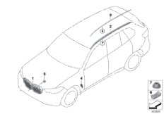 Наружные накладки / декоративные решетки для BMW G06 X6 M50dX B57S (схема запасных частей)
