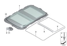 Панорамная крыша с электроприводом для MINI F54 Cooper S ALL4 B48C (схема запасных частей)