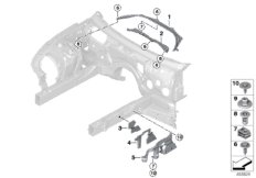 Дополнительные элементы моторного отсека для BMW G15 M850iX N63B (схема запасных частей)