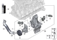 Система охлаждения-насос ОЖ для BMW G20 320iX B48C (схема запасных частей)