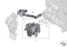 Корпус термостата системы охлаждения для BMW F48N X1 25iX B46D (схема запасных частей)