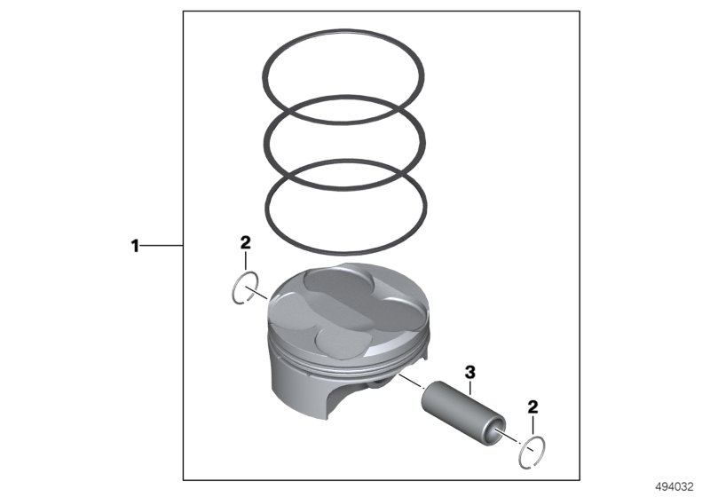 Поршень с кольцами и пальцем для MOTO K67 S 1000 RR 19 (0E21, 0E23) 0 (схема запчастей)