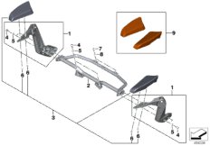 Подлокотник пассажира для BMW K61 K 1600 Bagger (0F51, 0F53) 0 (схема запасных частей)