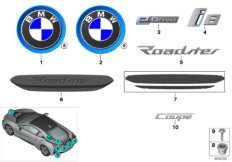 Эмблемы / надписи для BMW I12N i8 B38X (схема запасных частей)