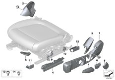 Накладки пер.сиденья с ручн.регулировкой для BMW G20 330iX B48D (схема запасных частей)