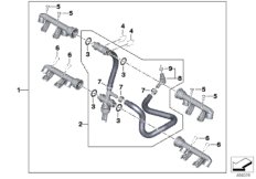 Форсунки и трубопроводы для BMW K67 S 1000 RR 19 (0E21, 0E23) 0 (схема запасных частей)