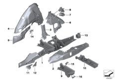 Брызговик Зд/детали днища для BMW G01 X3 20iX (TR52) B48 (схема запасных частей)