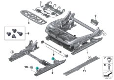 Каркас подушки переднего сиденья для BMW RR31 Cullinan N74L (схема запасных частей)
