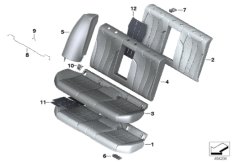 Набивка и обивка базового сиденья Зд для BMW G30 M550iX N63R (схема запасных частей)