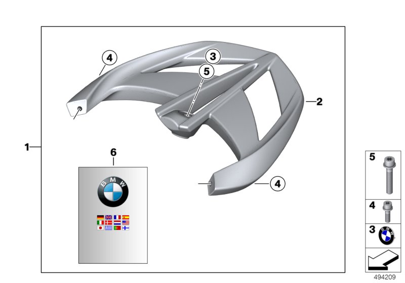 Комплект деталей багажника на крыше для BMW K28 R 1200 ST (0328,0338) 0 (схема запчастей)