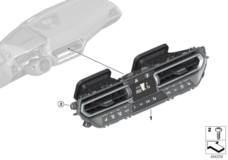 Панель управления кондиционера для BMW G21 330dX B57 (схема запчастей)