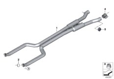 Средний глушитель с трубами для BMW RR4 Ghost N74R (схема запасных частей)