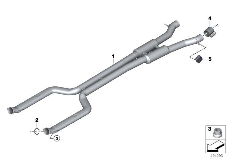Средний глушитель с трубами для BMW RR6 Dawn N74R (схема запчастей)