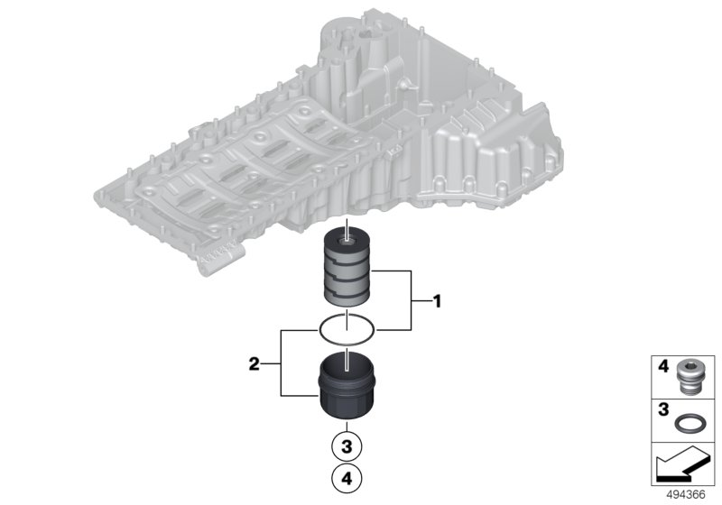 Смазочная система-масляный фильтр для BMW F01N 760i N74 (схема запчастей)