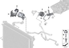 Электрический насос ОЖ / крепление для BMW G31 530iX B48 (схема запасных частей)