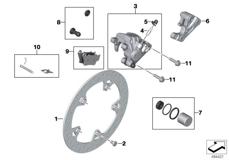 Тормозной механизм заднего колеса для BMW K08 C 400 GT (0C06, 0C16) 0 (схема запчастей)