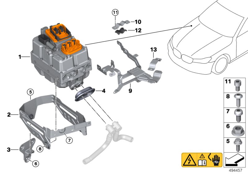 Электронный блок электромашин для BMW G30 530e B48X (схема запчастей)