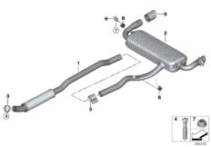 Система выпуска ОГ Зд для BMW F48N X1 25iX B42 (схема запасных частей)