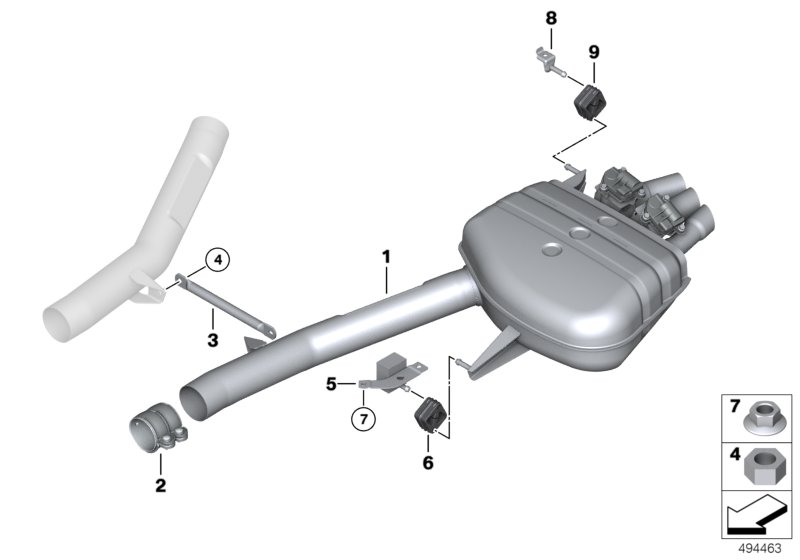 Система выпуска ОГ Зд для ROLLS-ROYCE RR6 Dawn N74R (схема запчастей)